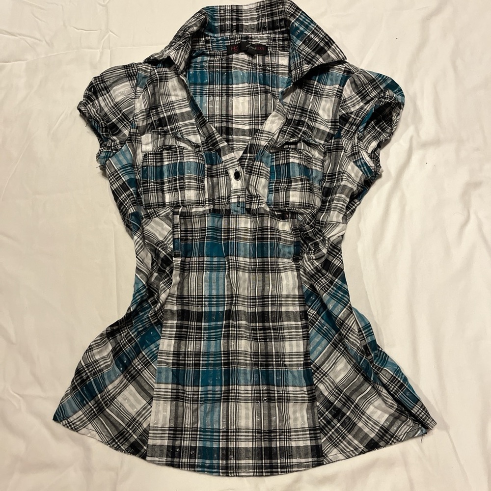 HeartSoul Black and White Plaid Shirt - Picture 9 of 9